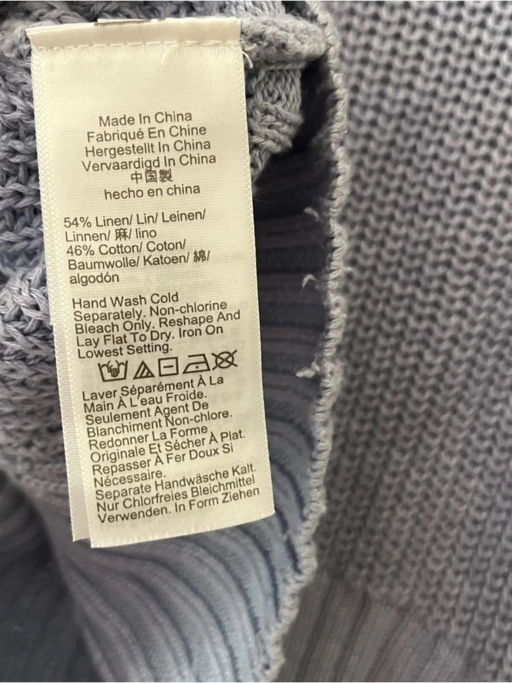 J. Crew Ribbed Slouchy Linen Sweater Medium Blue Fisherman Preppy New England